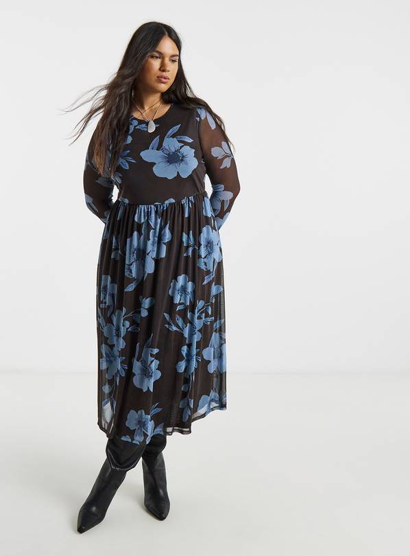 SIMPLY BE Dry Handle Mesh Floral Midi Dress 28